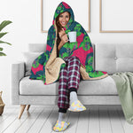 Green Walking Zombie Print Hooded Blanket