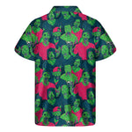 Green Walking Zombie Print Men's Short Sleeve Shirt