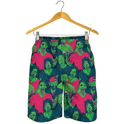 Green Walking Zombie Print Men's Shorts