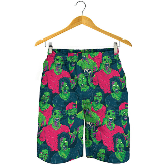 Green Walking Zombie Print Men's Shorts