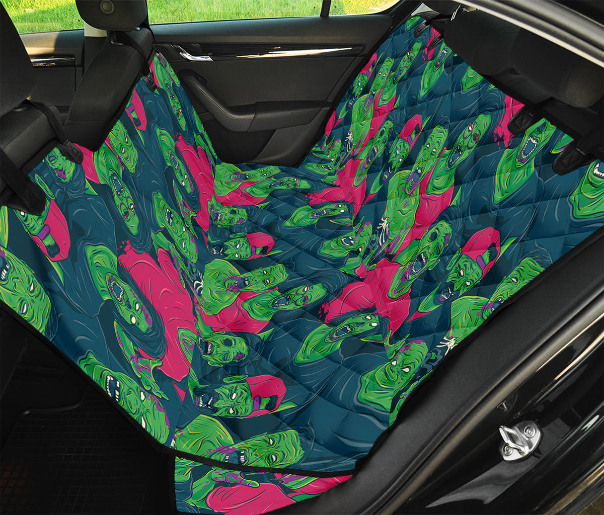 Green Walking Zombie Print Pet Car Back Seat Cover