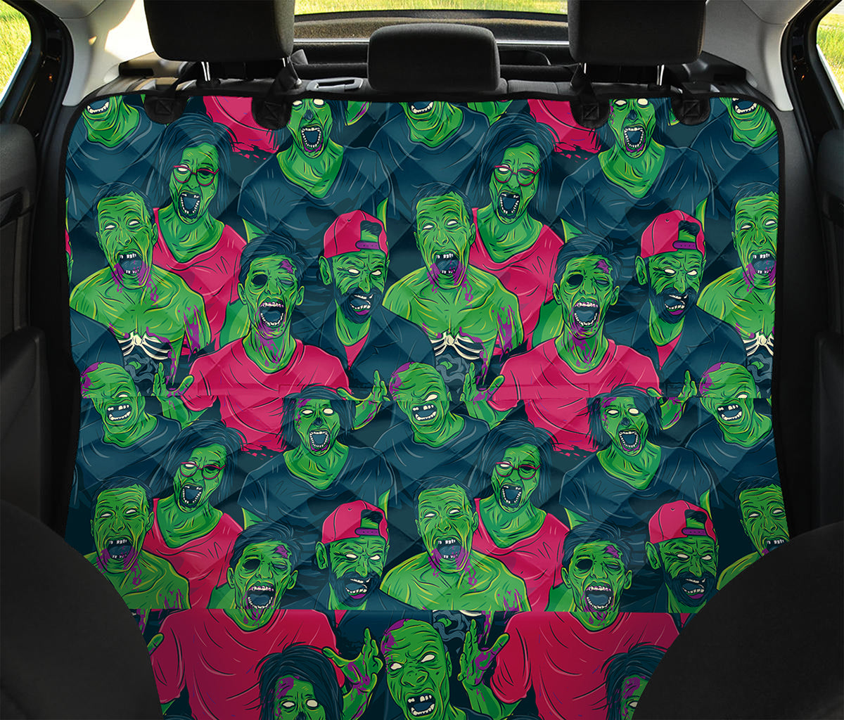 Green Walking Zombie Print Pet Car Back Seat Cover