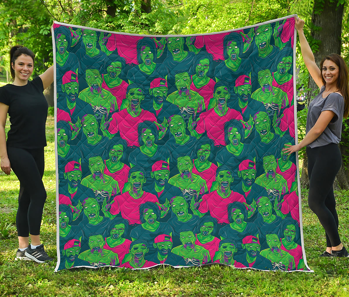 Green Walking Zombie Print Quilt