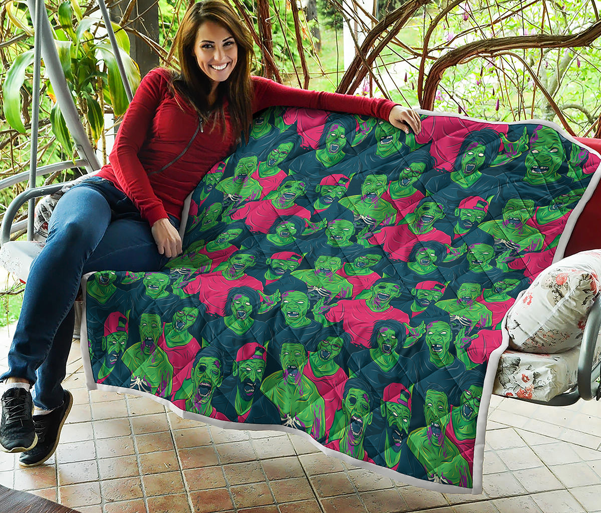 Green Walking Zombie Print Quilt