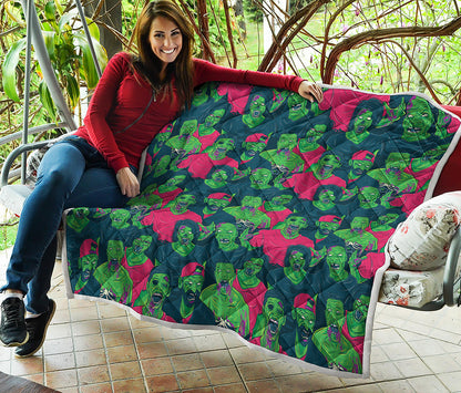 Green Walking Zombie Print Quilt