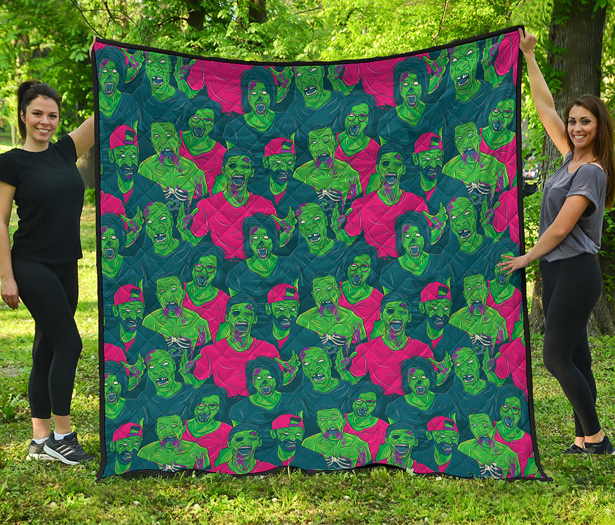 Green Walking Zombie Print Quilt