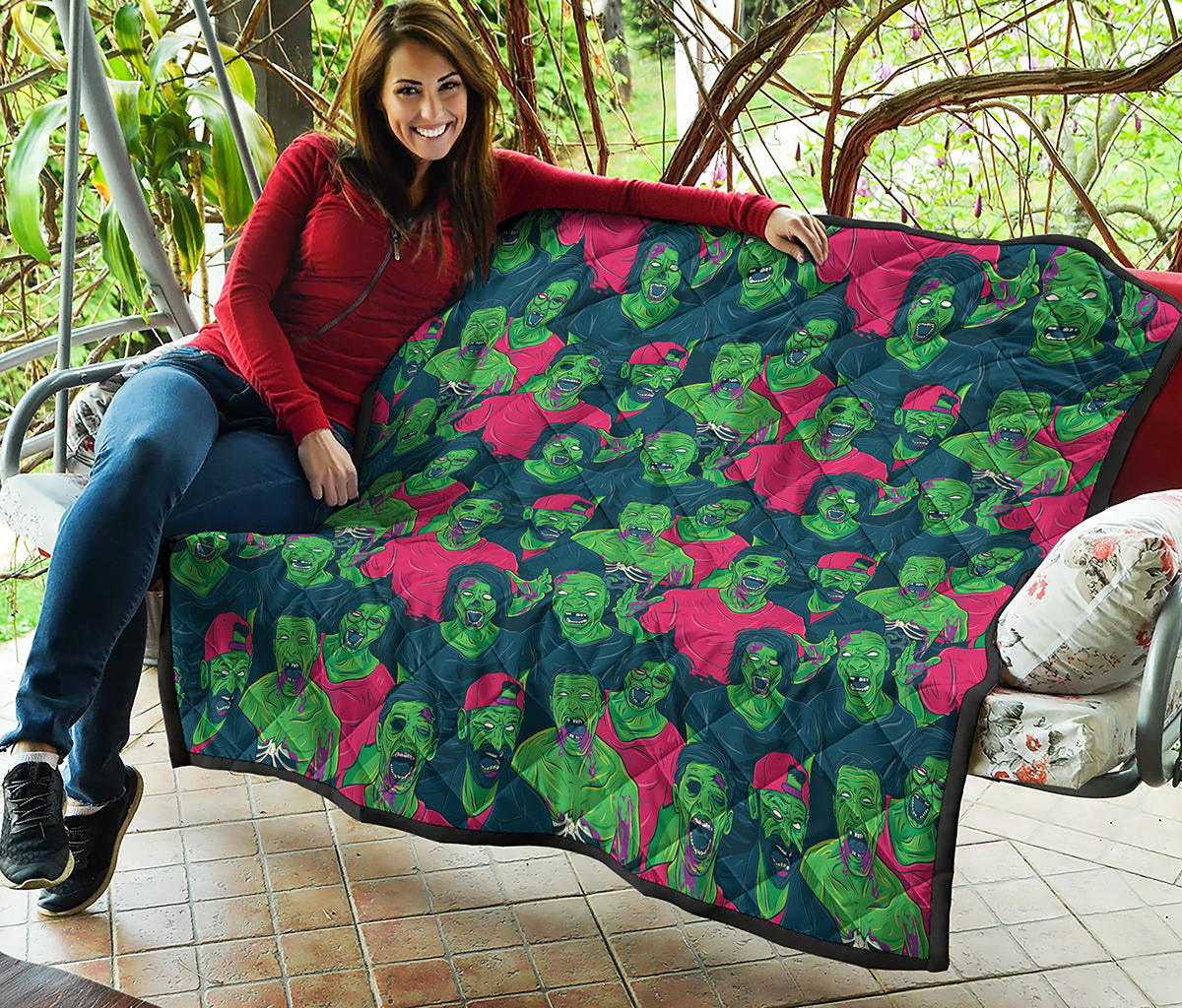Green Walking Zombie Print Quilt
