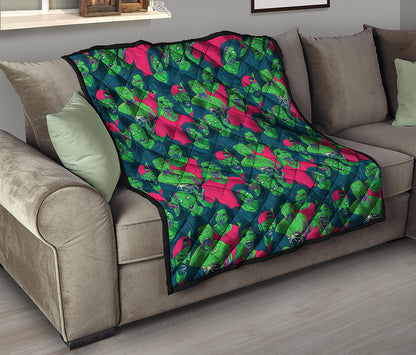 Green Walking Zombie Print Quilt