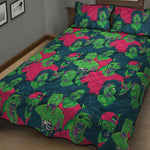 Green Walking Zombie Print Quilt Bed Set