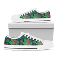 Green Walking Zombie Print White Low Top Sneakers