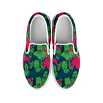 Green Walking Zombie Print White Slip On Shoes
