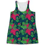 Green Walking Zombie Print Women's Racerback Tank Top