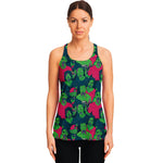 Green Walking Zombie Print Women's Racerback Tank Top