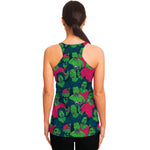 Green Walking Zombie Print Women's Racerback Tank Top