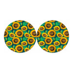 Green Watercolor Sunflower Pattern Print Car Coasters