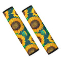 Green Watercolor Sunflower Pattern Print Car Seat Belt Covers