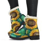 Green Watercolor Sunflower Pattern Print Comfy Boots GearFrost