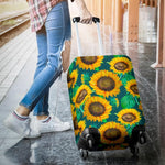 Green Watercolor Sunflower Pattern Print Luggage Cover GearFrost