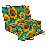 Green Watercolor Sunflower Pattern Print Pet Car Back Seat Cover