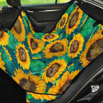 Green Watercolor Sunflower Pattern Print Pet Car Back Seat Cover