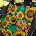 Green Watercolor Sunflower Pattern Print Pet Car Back Seat Cover