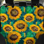 Green Watercolor Sunflower Pattern Print Pet Car Back Seat Cover