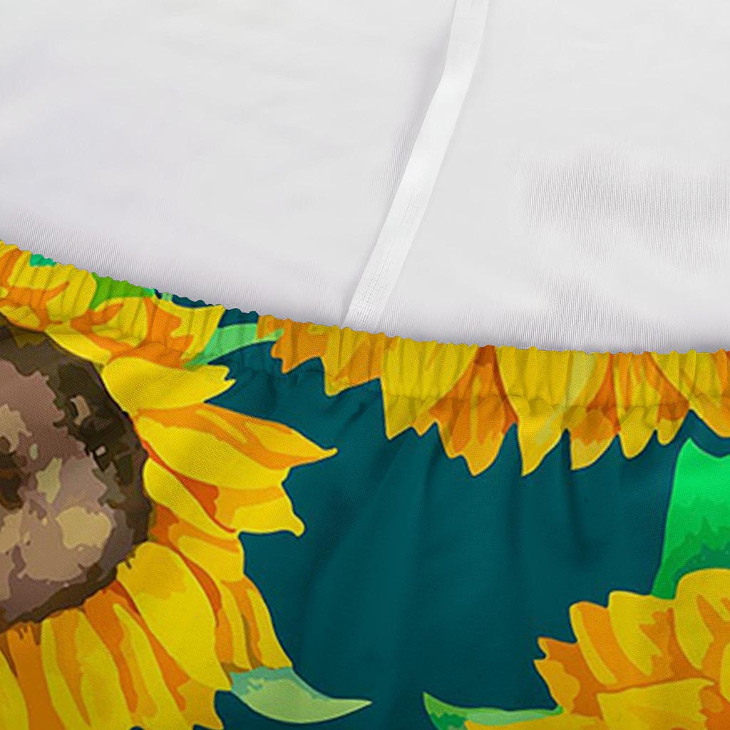 Green Watercolor Sunflower Pattern Print Sofa Cover