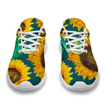 Green Watercolor Sunflower Pattern Print Sport Shoes GearFrost