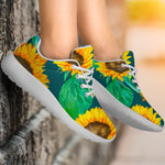 Green Watercolor Sunflower Pattern Print Sport Shoes GearFrost