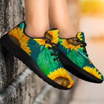 Green Watercolor Sunflower Pattern Print Sport Shoes GearFrost