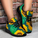 Green Watercolor Sunflower Pattern Print Sport Shoes GearFrost