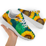 Green Watercolor Sunflower Pattern Print Sport Shoes GearFrost