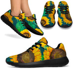Green Watercolor Sunflower Pattern Print Sport Shoes GearFrost