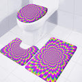 Green Wave Moving Optical Illusion 3 Piece Bath Mat Set