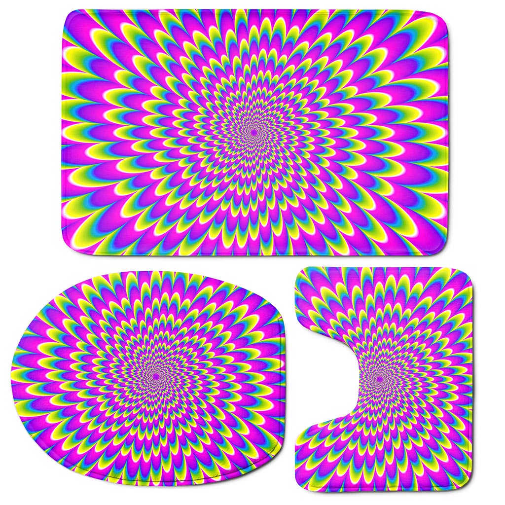 Green Wave Moving Optical Illusion 3 Piece Bath Mat Set