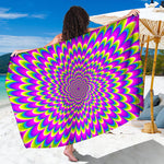 Green Wave Moving Optical Illusion Beach Sarong Wrap