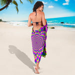 Green Wave Moving Optical Illusion Beach Sarong Wrap
