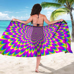 Green Wave Moving Optical Illusion Beach Sarong Wrap
