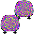 Green Wave Moving Optical Illusion Car Headrest Covers