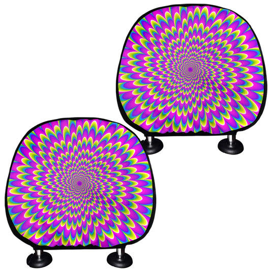 Green Wave Moving Optical Illusion Car Headrest Covers