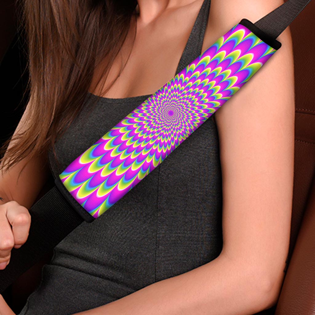 Green Wave Moving Optical Illusion Car Seat Belt Covers
