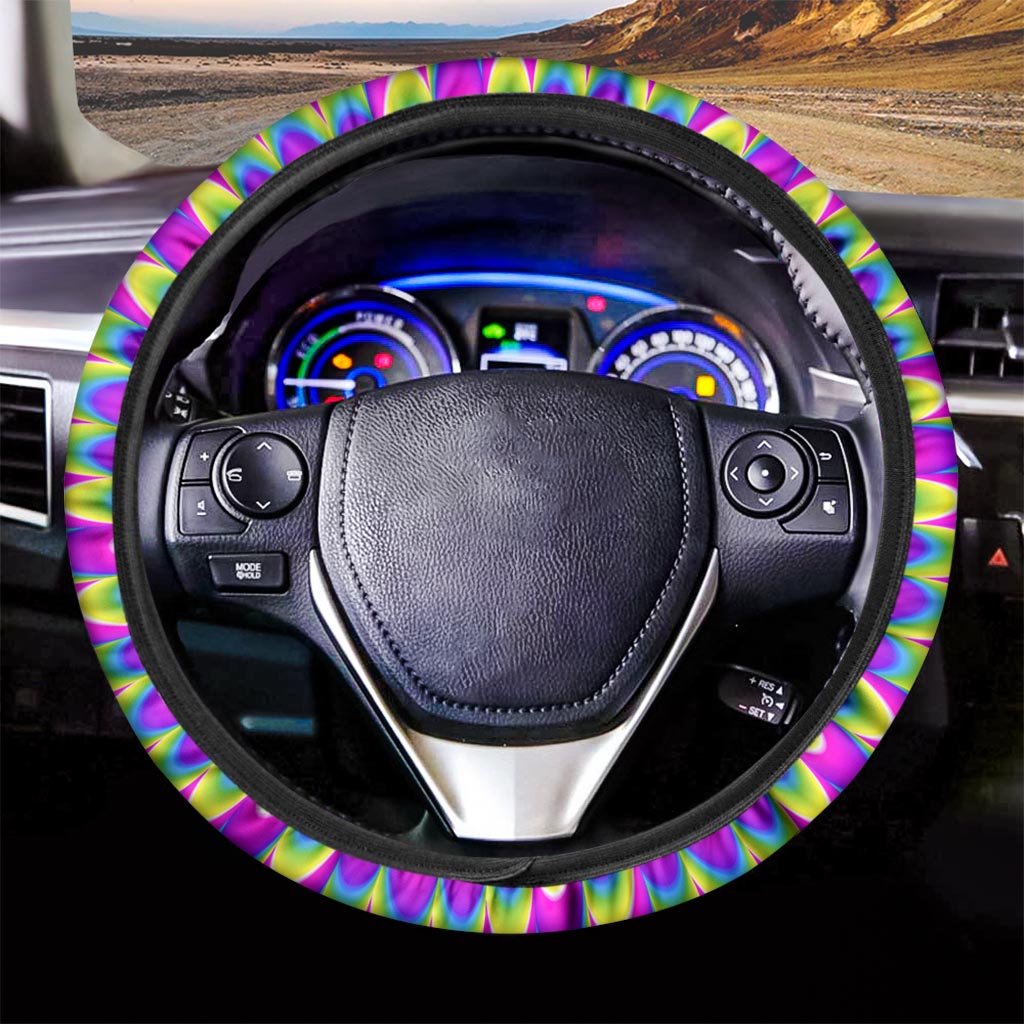 Green Wave Moving Optical Illusion Car Steering Wheel Cover