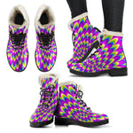 Green Wave Moving Optical Illusion Comfy Boots GearFrost