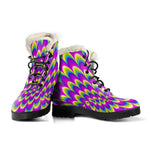 Green Wave Moving Optical Illusion Comfy Boots GearFrost