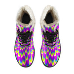 Green Wave Moving Optical Illusion Comfy Boots GearFrost