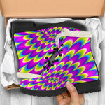 Green Wave Moving Optical Illusion Comfy Boots GearFrost
