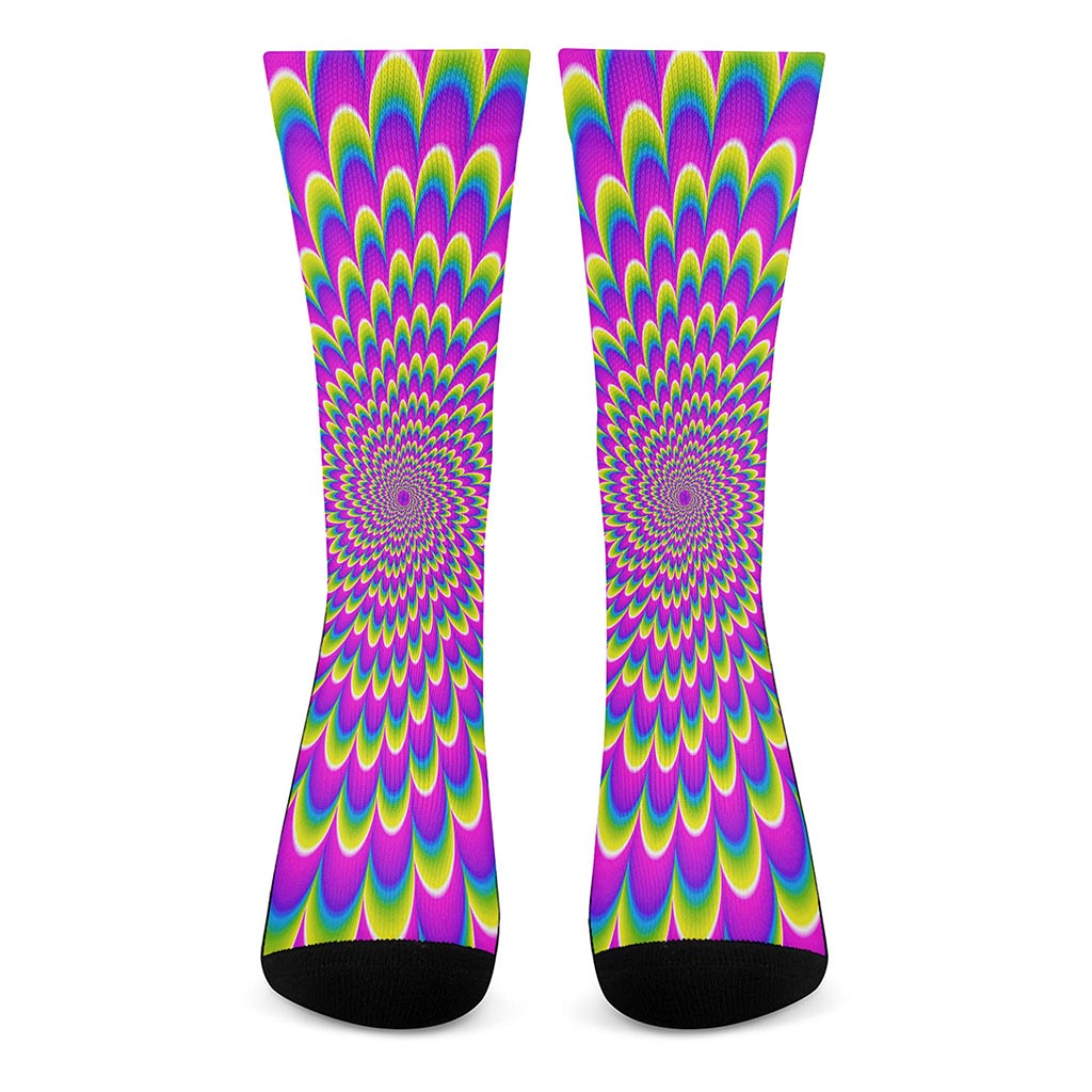 Green Wave Moving Optical Illusion Crew Socks