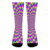 Green Wave Moving Optical Illusion Crew Socks