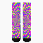 Green Wave Moving Optical Illusion Crew Socks