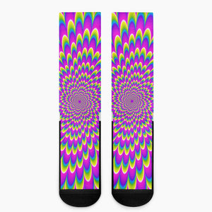 Green Wave Moving Optical Illusion Crew Socks